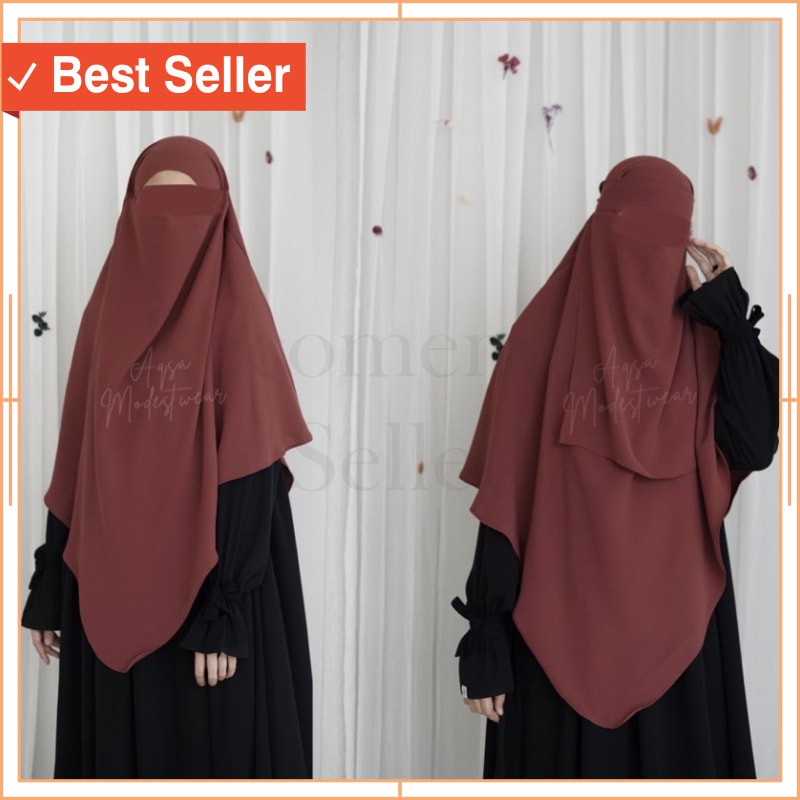 JILBAB KEREN HIJAB MURAH STLYE KEKINIAN TIDAK PANAS / FRENCH KHIMAR by aqsamodestwear FREE CADAR