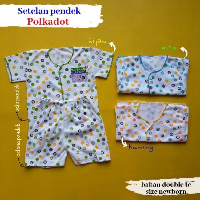 Setelan pendek bayi polkadot