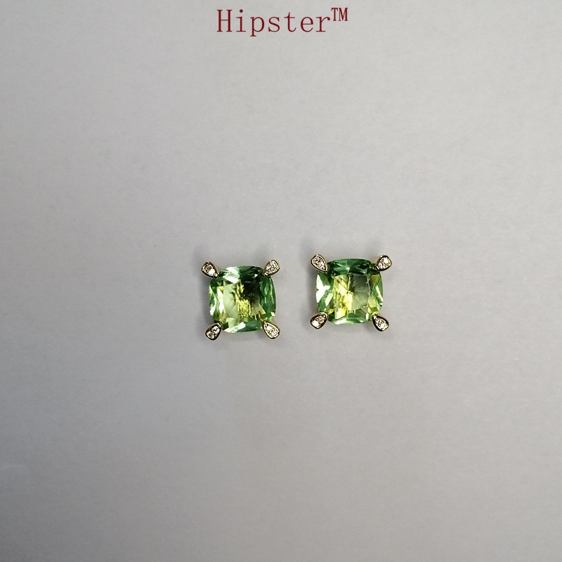 Classic Fashion Hot Sale Natural Green Crystal Full Diamond Micro Earrings