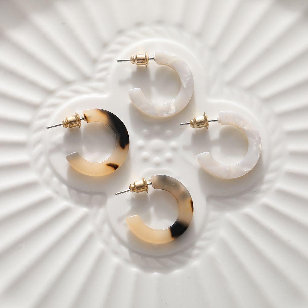 R-flower Earring Trendy Akrilik Wanita Elegan Resin Bulat Geometris