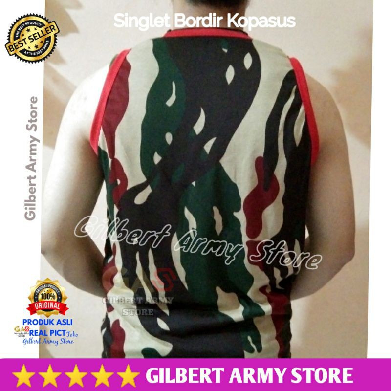 Grosir Baju kaos Singlet Loreng Kopasus Logo bordir Murah Gilbert Army Store