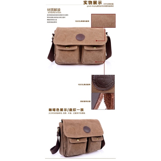 (100% BARANG ORI) Dxyizu Tas Selempang Messenger Bag Bahan Canvas - 1008