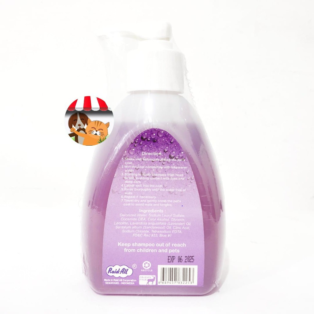 Raid All Shampoo Anjing Bulu Panjang Aromatherapy Lavender 250 ml