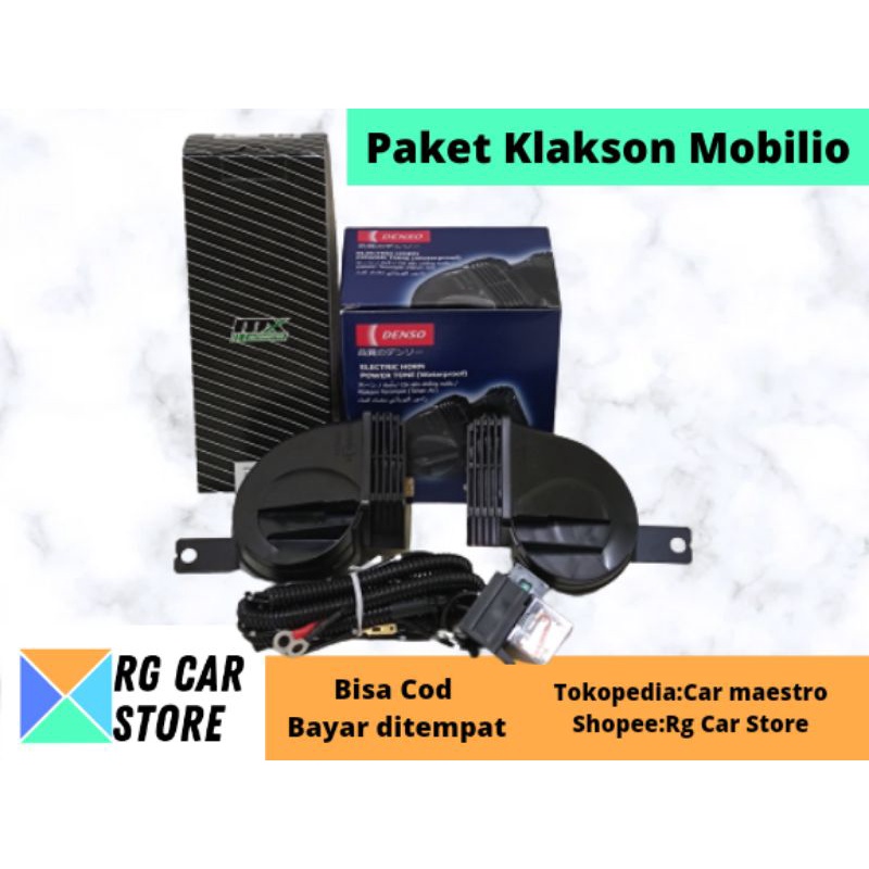 PAKET KLAKSON MOBILIO DENSO KEONG TUTUP ORIGINAL DENGAN KABEL RELAY