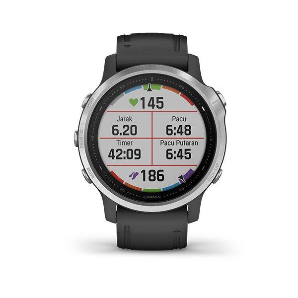 Garmin Fenix 6S Silver with Black Band Original Garansi Resmi TAM 2 Tahun