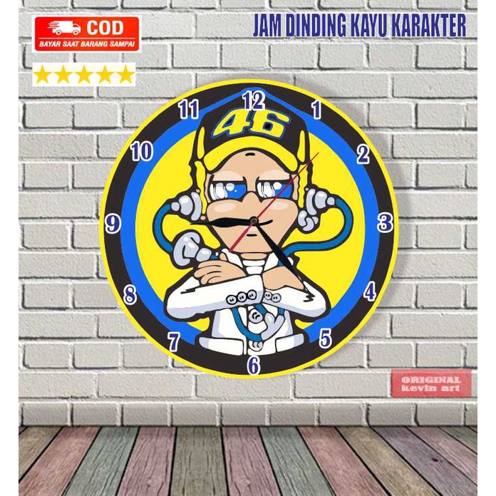JAM DINDING UNIK VALENTINO ROSSI GAMBAR KARAKTER KEREN KOLEKSI MOTO GP KLASIK RETRO HIASAN DEKORASI DINGDING KAMAR COWO ARTISTIK MINIMALIS KAYU CUSTOM MEWAH MODERN MURAH DEKORASI RUANGAN WALL DECOR