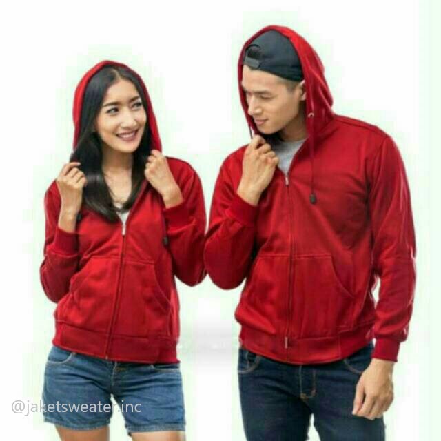 SWEATER_ID Hoodie Zipper Maroon Polos Unisex