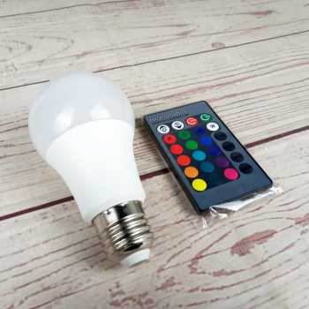 Lampu Bohlam RGB dengan Remote Control E27 5W / Lampu Led Bohlam Warna Warni Lampu Bohlam Remote / Lampu Bohlam Led Rgb Lampu Bohlam Unik / Lampu Remote Control / Lampu Boham Led Rgb Berubah Warna Remote Control Original Lampu Hias Bohlam Led  Aesthetic