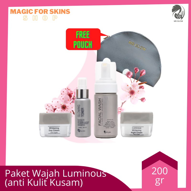 Luminous Series MS GLOW ORIGINAL Paket Skincare Wajah Mencerahkan Kulit Kusam Flek Hyperpigmentasi