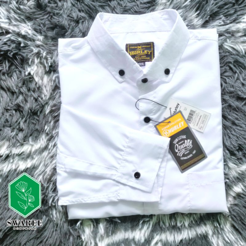 Kemeja Cowok Polos Lengan Panjang Slimfit Hem Pria Kantor Hitam Navy Putih Maron Army