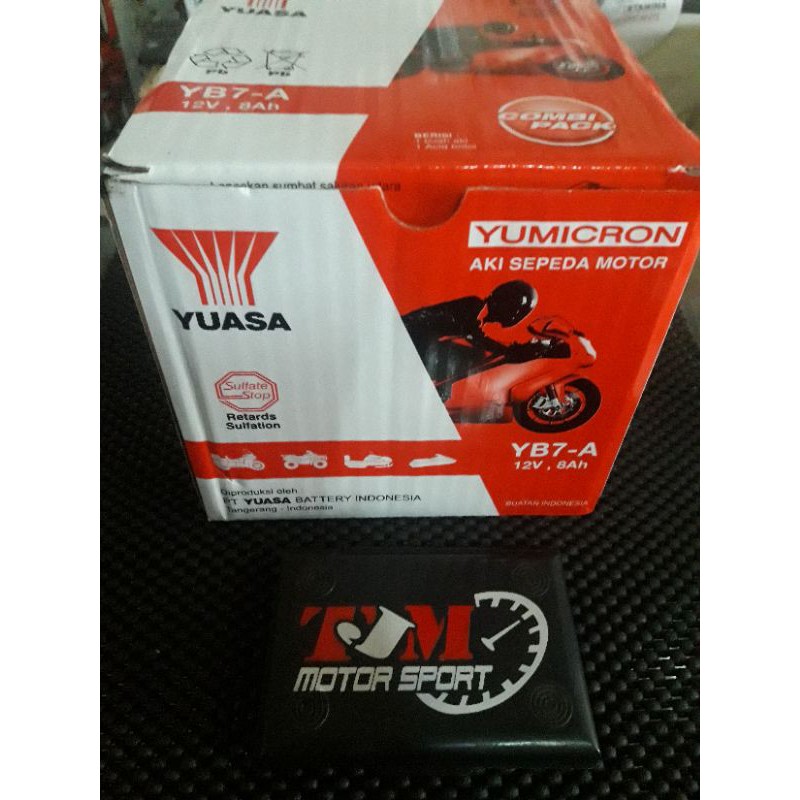 AKI YUASA YB7-A 8Ah/BAJAJ/FULSAR/THUNDER 125 BASAH DIJAMIN 100% ASLI