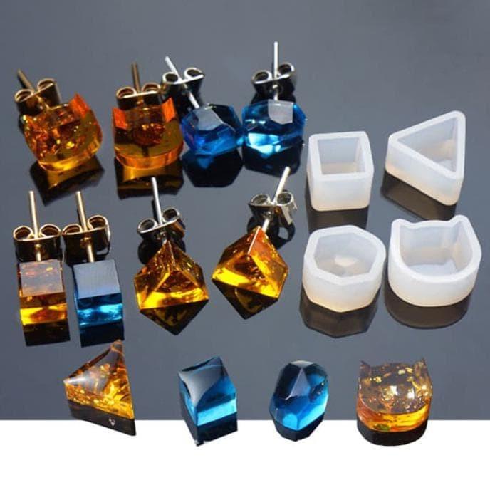 Cetakan Resin Anting Sepasang GROSIR PRAKARYA MALANG Silicon Silikon Transparan Bening Mold 3D Elastis Kerajinan Tangan Tie Dye Diy Art Seni Kesenian Craft Crafting Handmade Bentuk