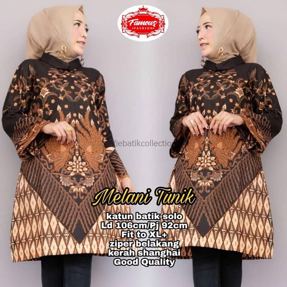 baju batik tunik melani/batik kantoran/batik cakep/batik cewek/batik solo/batik kekinian