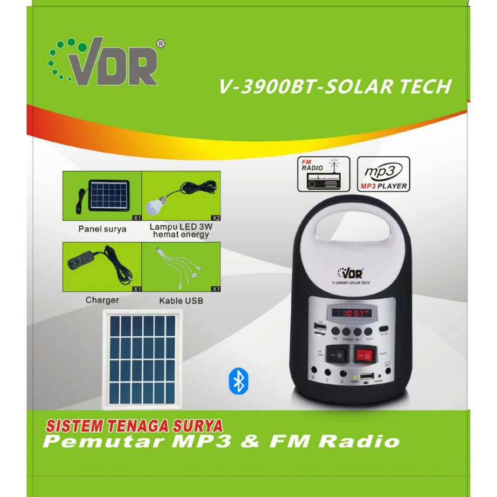 VDR  Portable Multimedia Player Multifungsi V 3900BT Solar Tech  Diskon