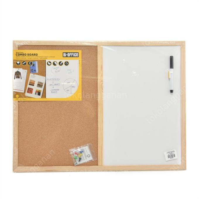 

BI-SILQUE CORK PIN BOARD PAPAN TULIS KAYU KOMBINASI WHITE 60X45 CM