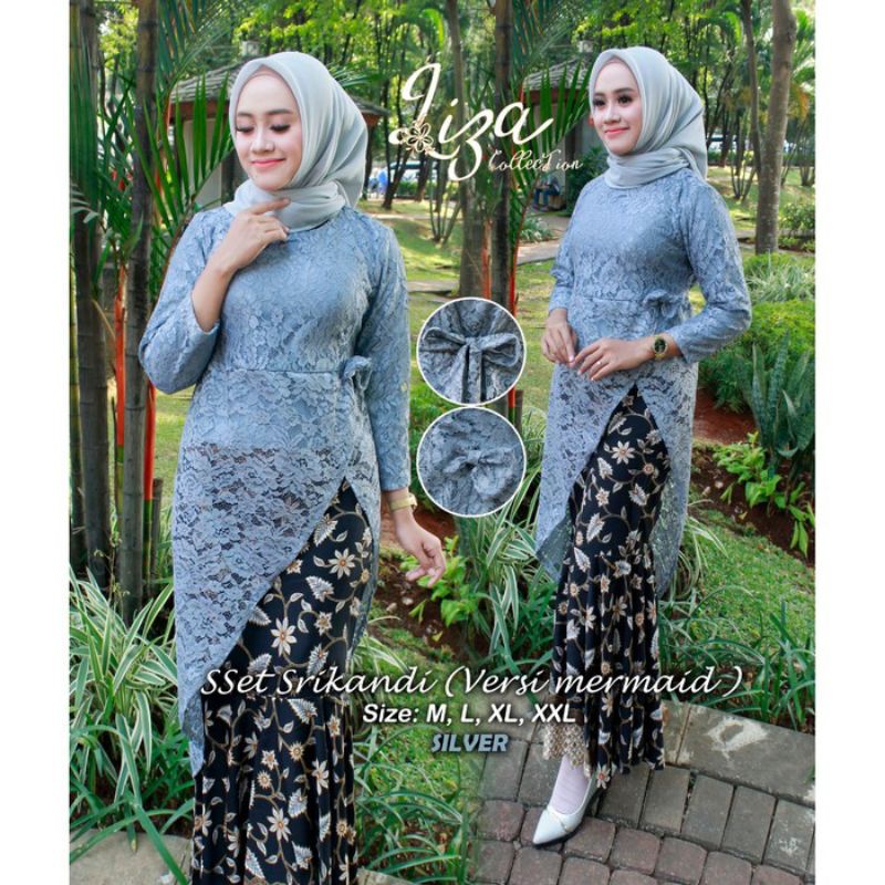 SETELAN KEBAYA BROKAT SRIKANDI LIZA MIX ROK DUYUNG BATIK DEWASA / BAJU KEBAYA WANITA MUSLIM MODERN /