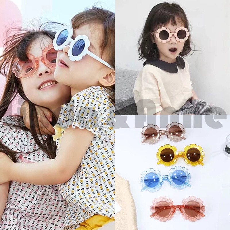 Kacamata Anak Bunga Daisy Transparan Anti Uv Korean Fashion Import