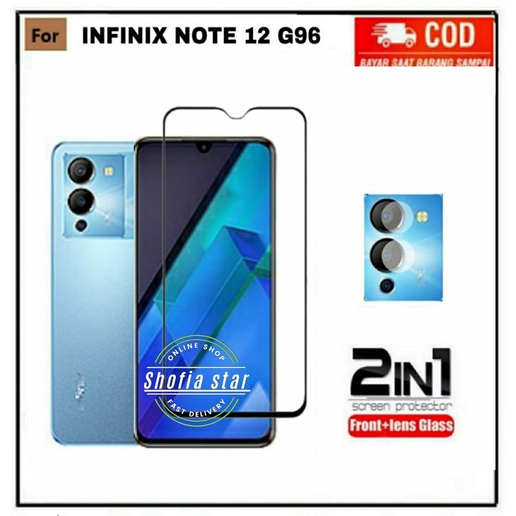 2IN1 TEMPERED GLASS INFINIX NOTE 12 G96 TG LAYAR ANTIGORES KACA FULL COVER