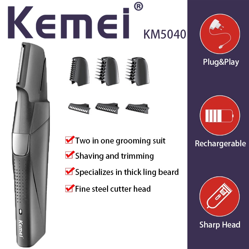 Kemei KM-5040 Multifunctional Rechargeable Ear Hair Removal Razor Eyebrow Trimer Clipper Beard Shaver Haircut Sideburn Clipper