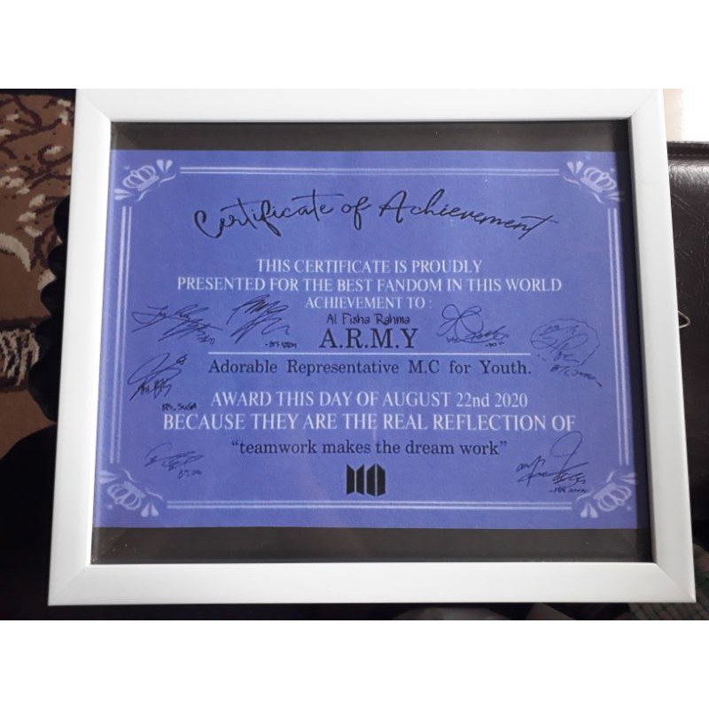 BTS ARMY SERTIFIKAT FRAME