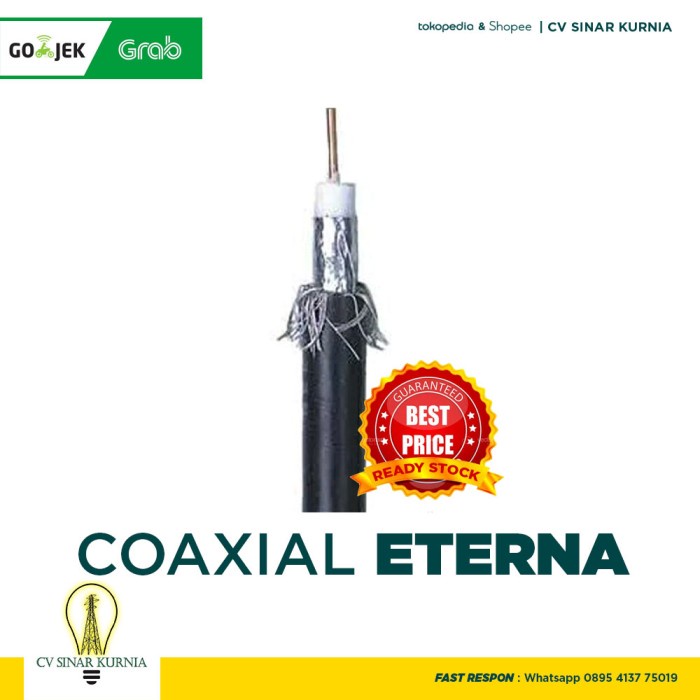 KABEL ANTENA ETERNA TV 5C RG6 HITAM 1 ROLL 100Y COAXIAL Original Grosir