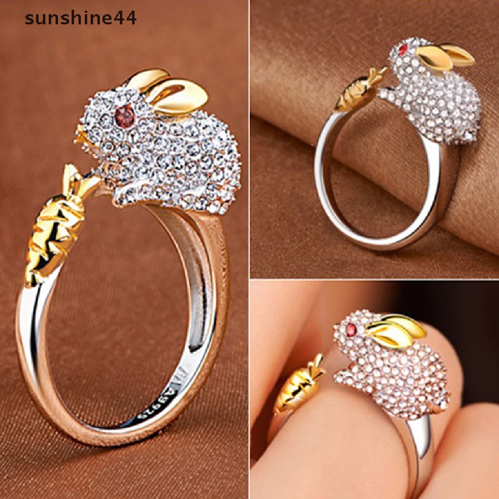 Sunshine Cincin Kristal Bentuk Kelinci / Babi / Naga / Kuda / Monyet / Ular / Domba / Harimau / Anjing