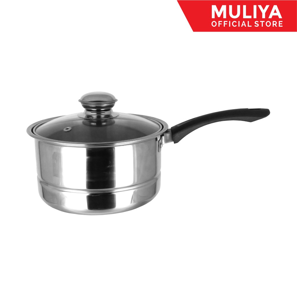 Saucepan Steamer Tutup Kaca 20cm MULIYA PSSS-20SS GC Stainless Steel