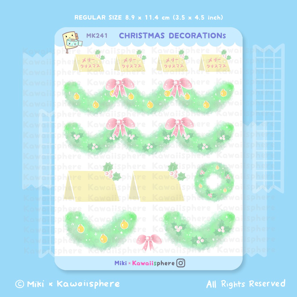 

Christmas Decorations | MK241 Kawaiisphere Christmas Journal / Ring Binder Sticker | Stiker Natal