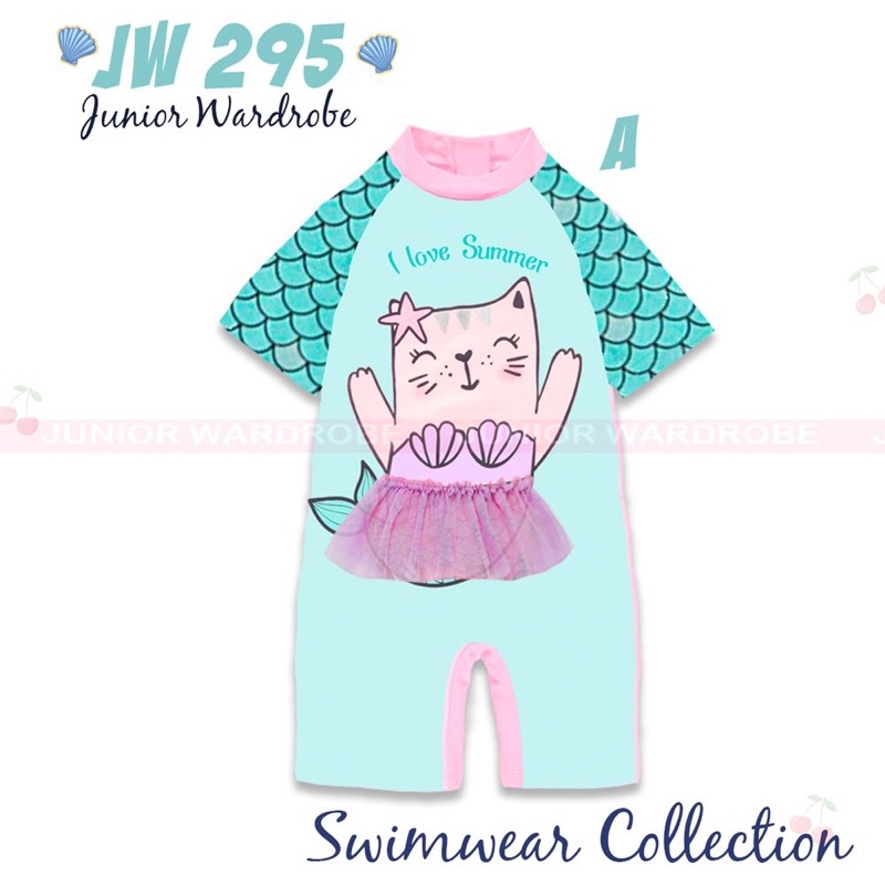 Baju Renang Anak Cewek Perempuan JW295 KIDS Girl Pendek Onesie Terusan Balita TK SD Toddler 2 3 4 5 6 7 Tahun