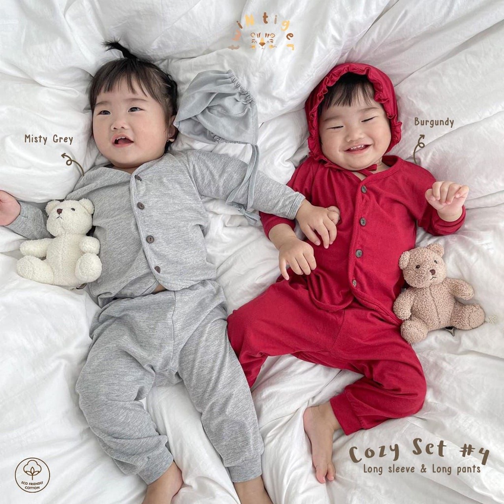 Setelan Panjang Cozy 3M-18M Twin Tiger Long Sleeve Cozy Set Setelan Piyama Panjang Anak CBKS