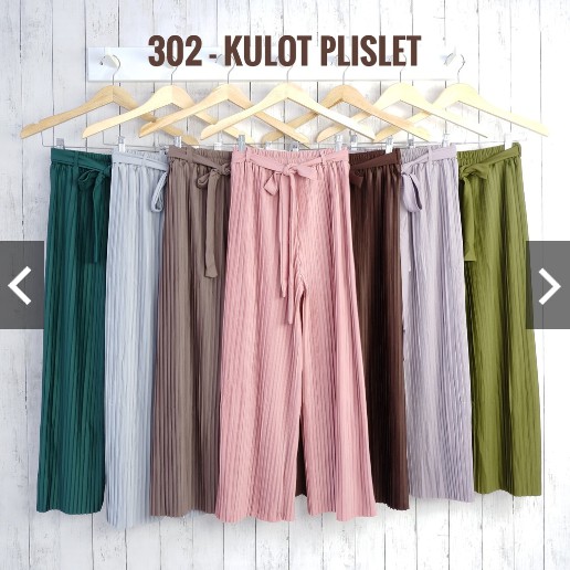 302 KULOT PLISKET PANJANG TALI PINGGANG MODIS FASHION MUSLIM BAWAHAN CELANA POLOS MURAH PLEATEDPANTS