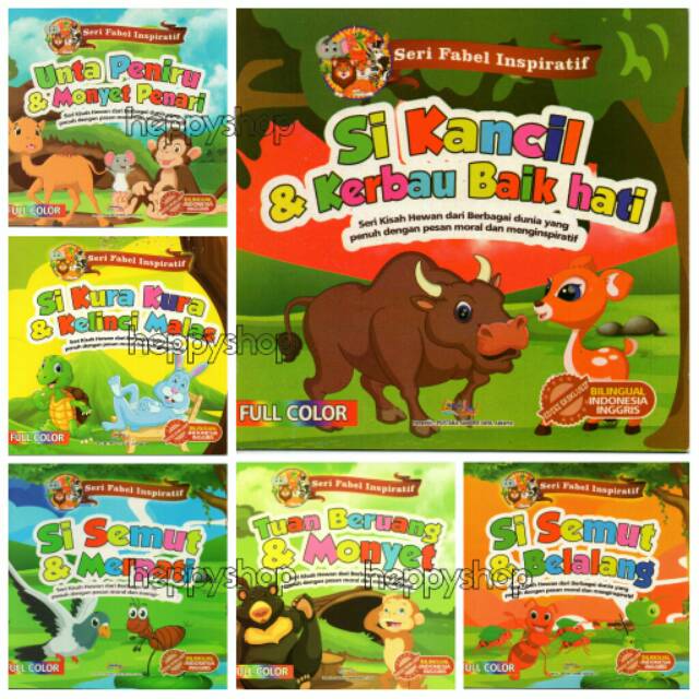 Buku Cerita Fabel Binatang Hewan Bilingual Shopee Indonesia