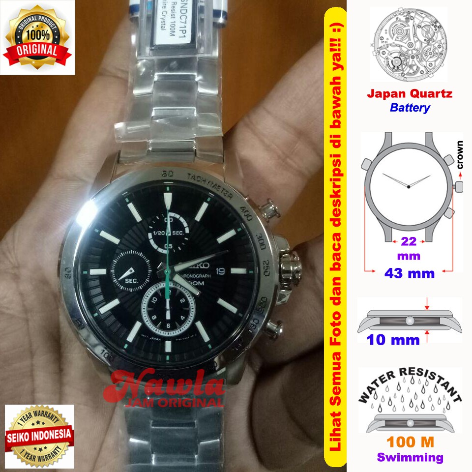 Seiko Criteria SNDC71P1 Chronograph Black Dial - Jam Tangan Pria SNDC71