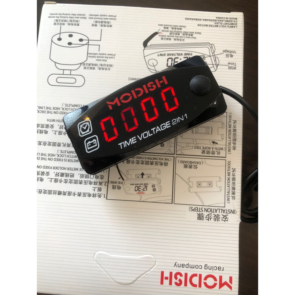 jam motor Volt meter 2 in 1 LED Biru Merah Voltmeter Digital Ukur aki motor universal vario mio beat nmax xmax lexi aerox adv supra kharisma dll