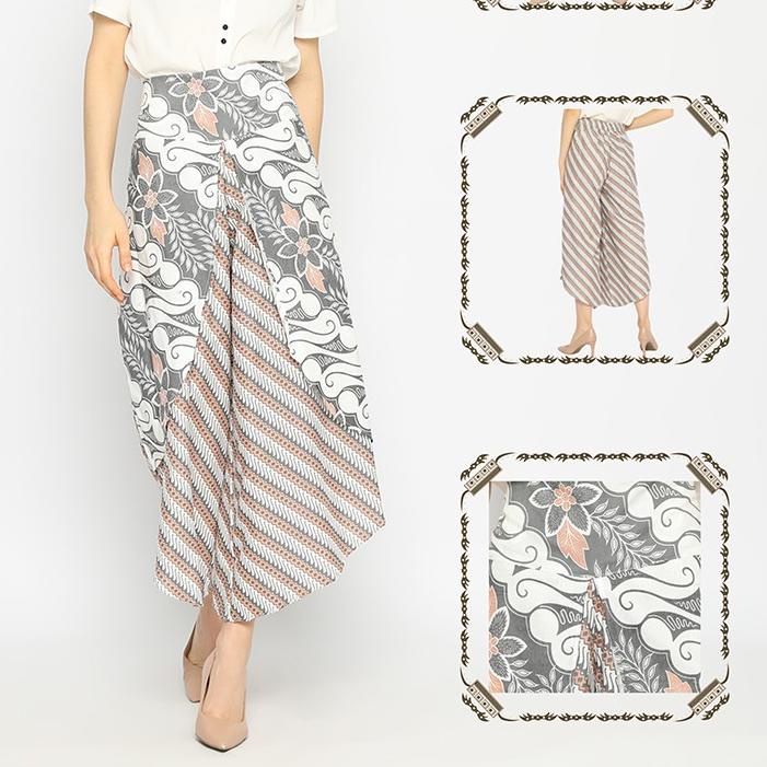 ☪ celana Kulot sayap Lawasan Batik Celana Tumpuk Kerja Kantoran Bawahan Kebaya Sogan Genes Kasual ❅