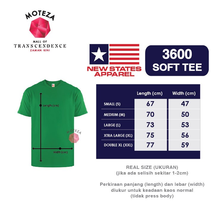 Kaos Polos Combed 30s Original - NSA Softstyle 3600 - WARNA (Warm) - GROSIR