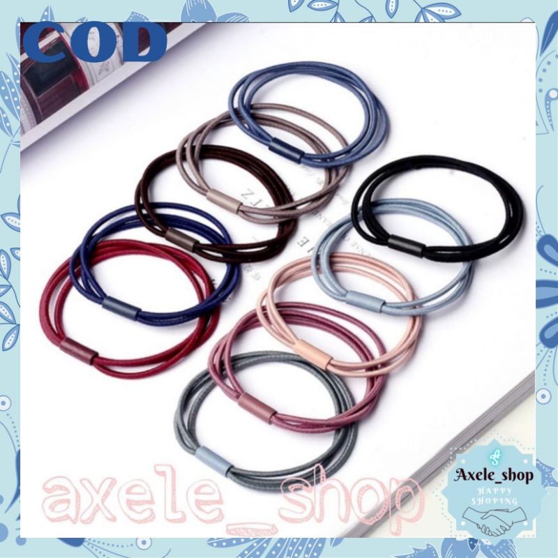 [ COD ]IKAT RAMBUT KOREA SIMPLE 3 LAYER STYLE KOREA / GELANG KARET / TALI RAMBUT /