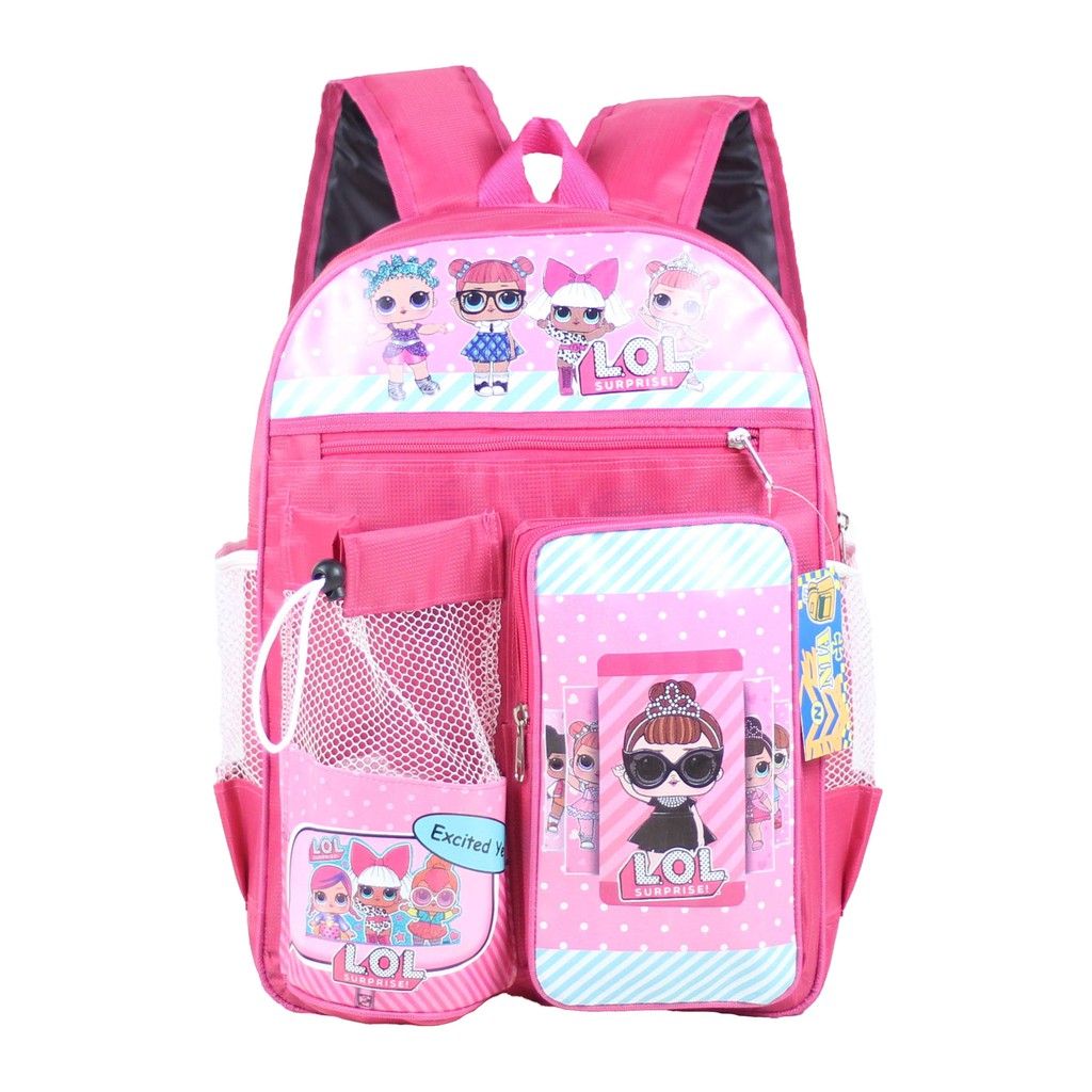 Tas Botol Backpack Anak Karakter LOL Fashionable Tas Sekolah TK Lucu Plus Botol