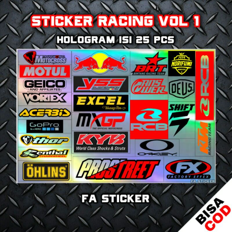 Stiker Racing Pack Sticker Racing Hologram Stiker Sponsor Stiker Helm Stiker Motor Sticker Motor Stiker Cuting Sticker Cutting Satuan Stiker Aesthetic Motor