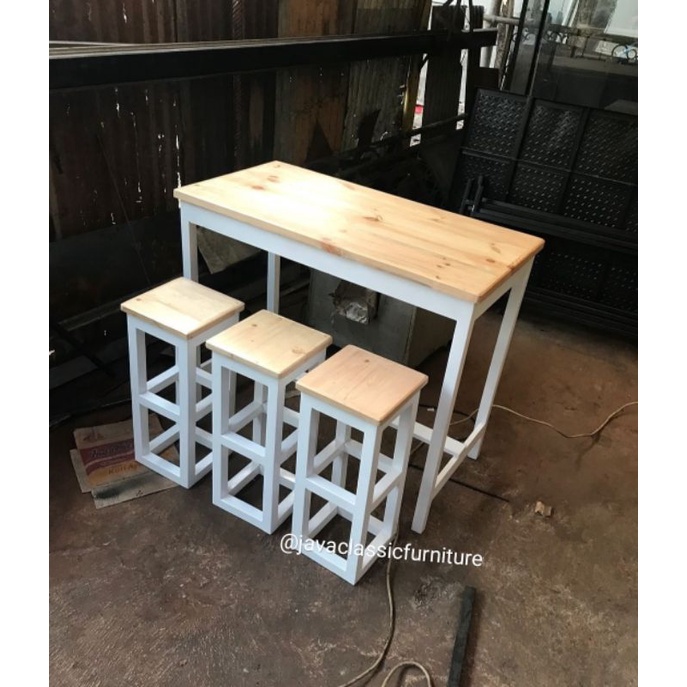 KURSI BAR,MEJA CAFE,KITCHEN SET,BANGKU RETRO,MEJA MAKAN MINIMALIS BAHAN KAYU MAHONI-5