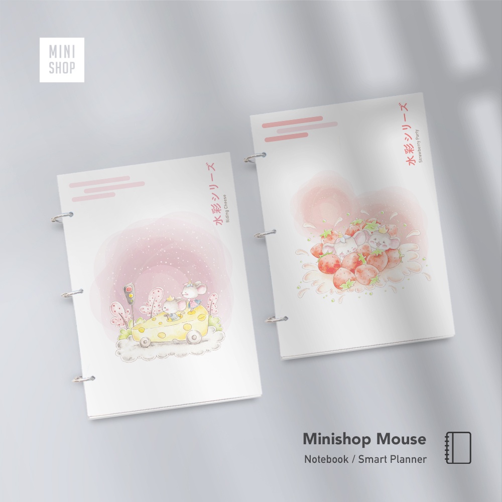 

A5 Minishop Mouse - Riding Party / Strawberry Party ( notebook / Smart Planner - buku diary notes book buku weekly monthly yearly agenda journal / aestetik aesthetic / lucu murah / mice tikus / korea / aesthetic/ binder / estetik)