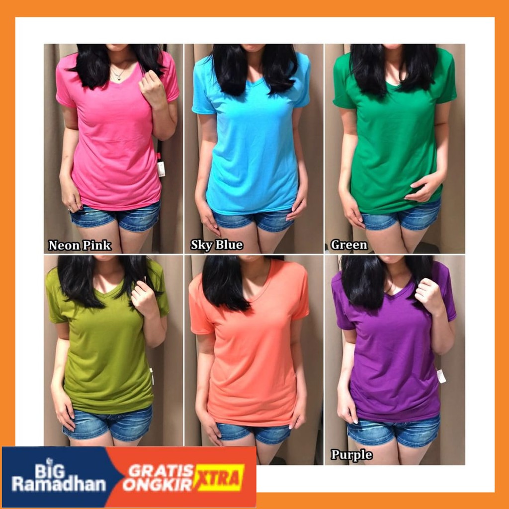 RAJUT RAPI BIG UKURAN ALLSIZE JUMBO LD 110 BESAR MURAH / Bess - Kaos Basic V-neck Polos Wanita/