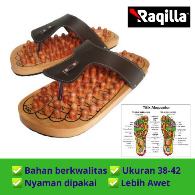 Sandal Kesehatan Refleksi Kayu Jepit Kesehatan - Raqilla