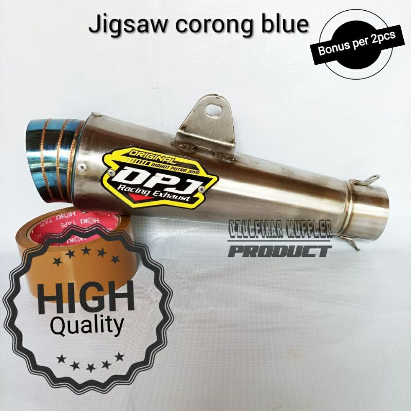 Slincer Knalpot DPJ Sarangan Setengah Separo Suara Helikopter Jigsaw Silincer slincer tabung knalpot jigsaw jiksaw fantera fanterra pantera stainles sarangan setengah-DPJ CORONG SEMI BLUE