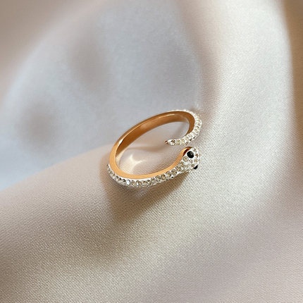 Cincin Ular Putih Kecil Terbuka Fashion