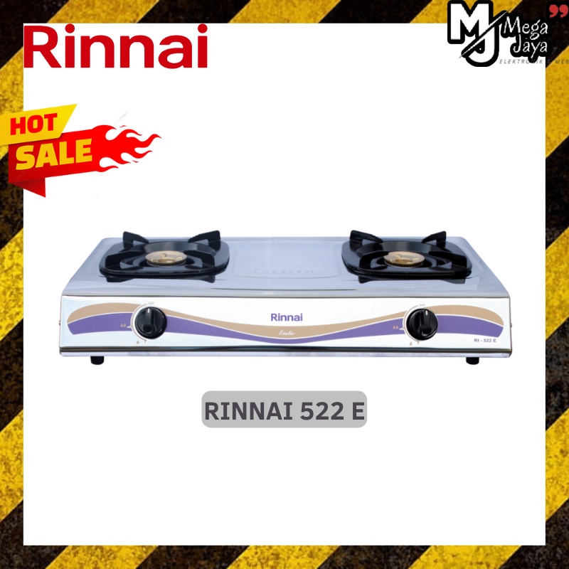 KOMPOR GAS RINNAI RI-522E / KOMPOR RINNAI 522E STAINLESS STEEL