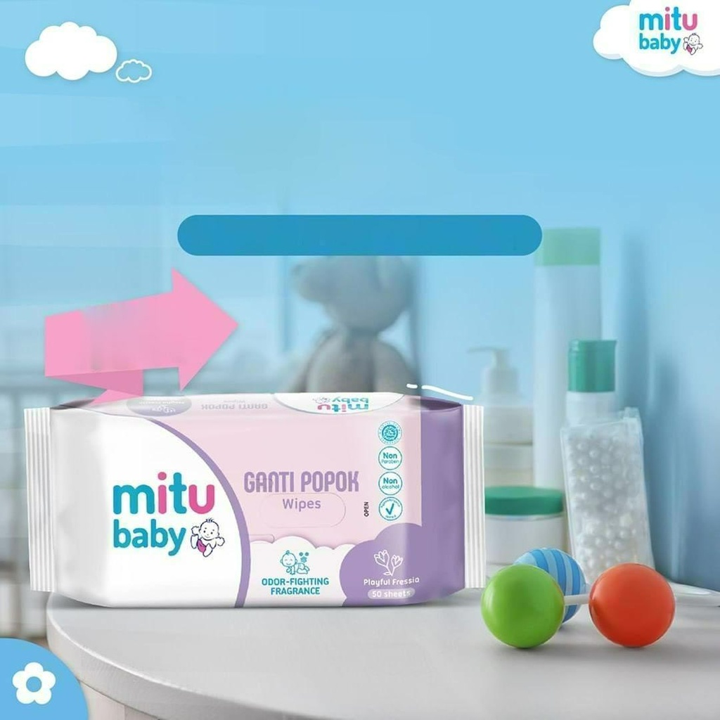 ★ BB ★  Mitu Baby Tisu Basah Ganti Popok 50'S Beli 1 Gratis 1 - Tisu Basah Bayi