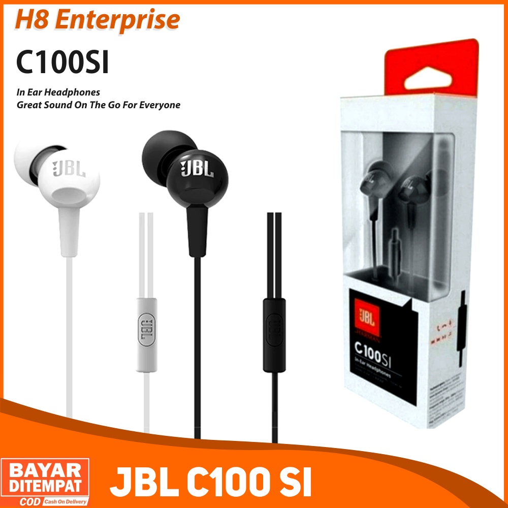 Headset JBL C100SI Stereo Earphone Handsfree With Mic - Putih