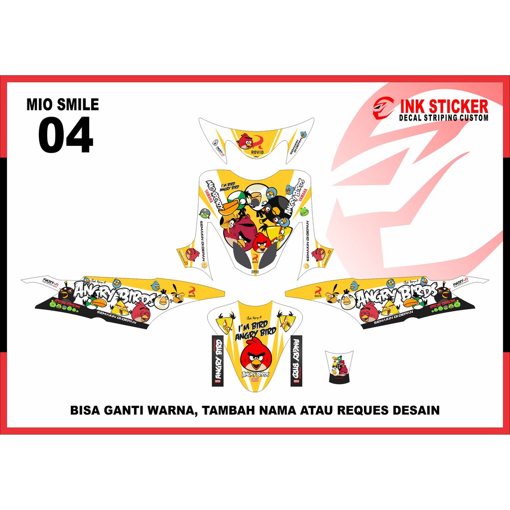 Sticker Decal MIO SMILE  Desain 04 Motif Angry Bird
