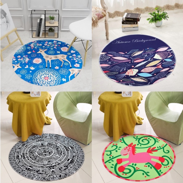 Karpet Kartun Lucu Bermotif Kamar Tidur Keset Lantai Bulat Dekorasi Kamar / Keset Bentuk Bulat Karak